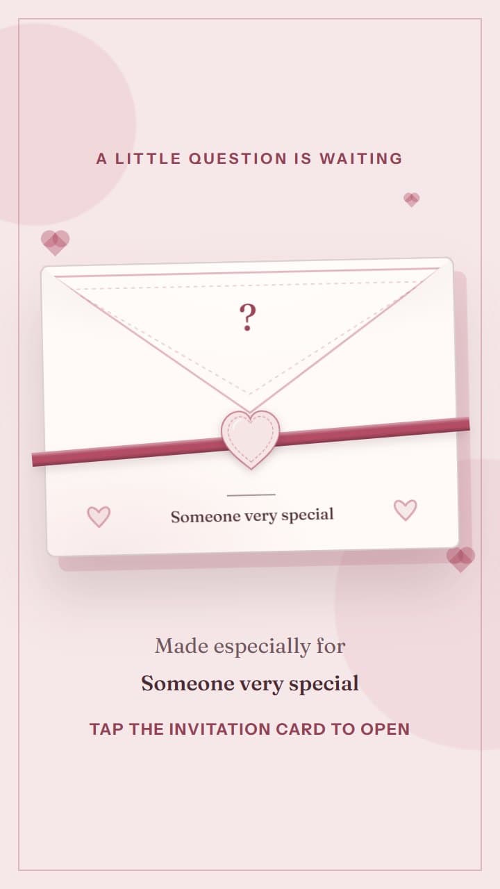 A Little Question, a romance invitation design in Invitica's playful love note style