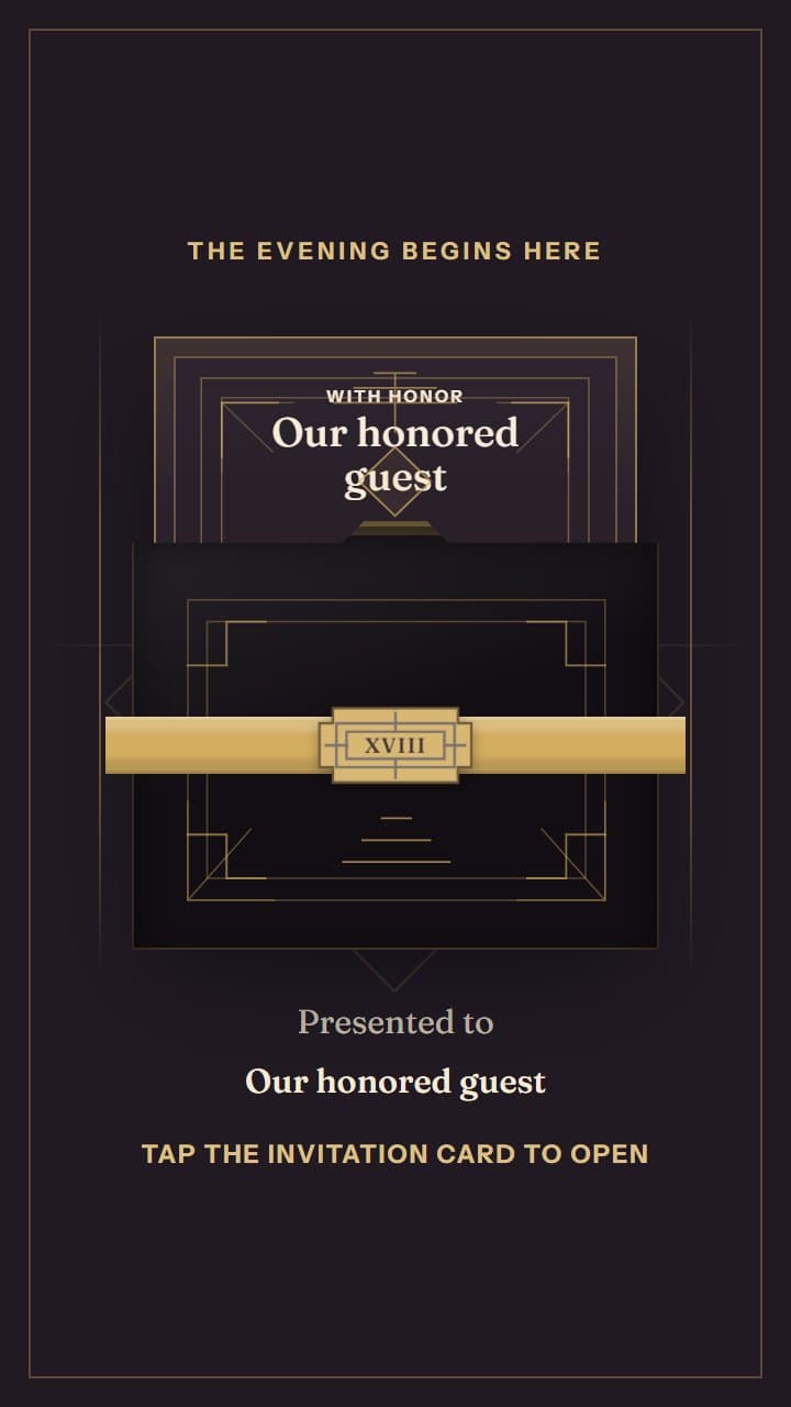 Golden Hour, a debut invitation design in Invitica's art deco evening style
