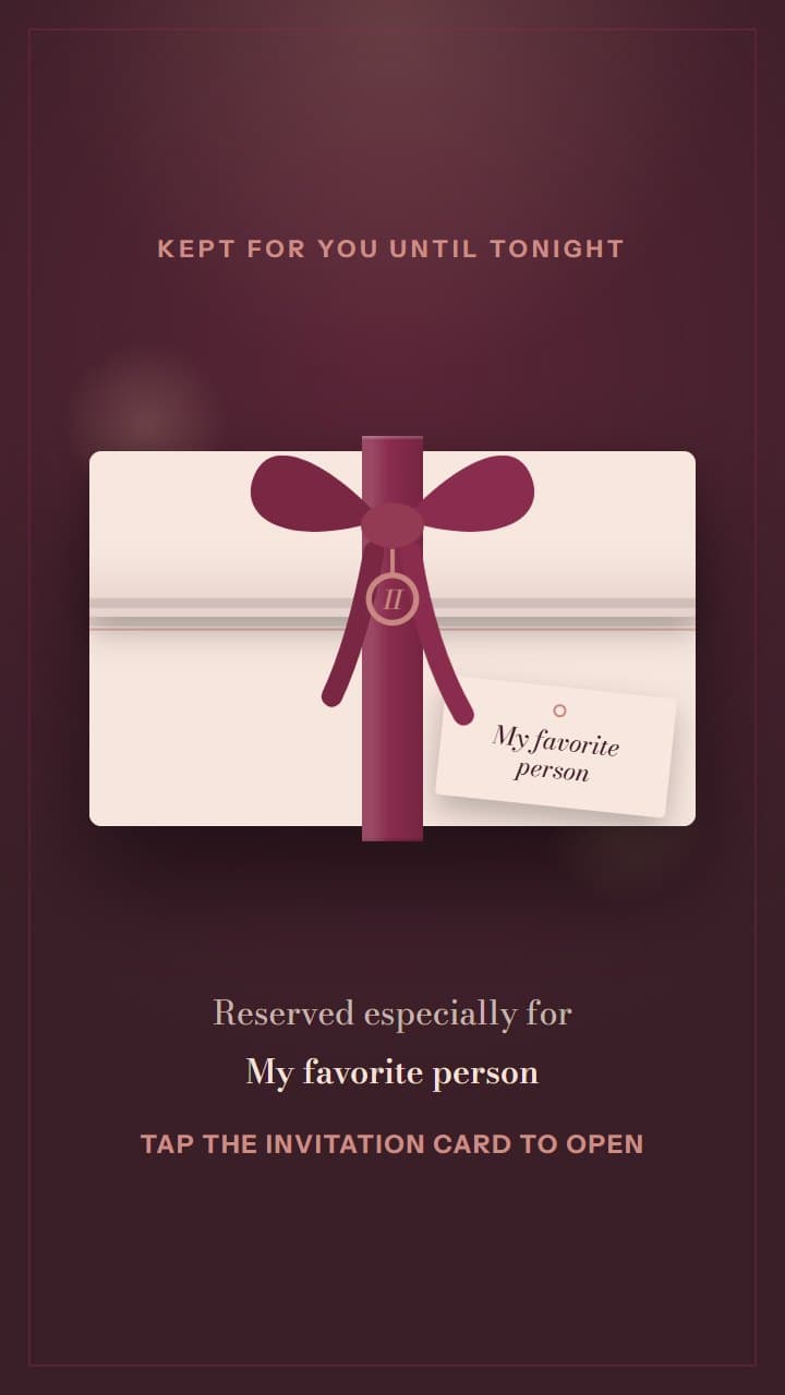Reserved for Two, a romance invitation design in Invitica's a night kept for two style