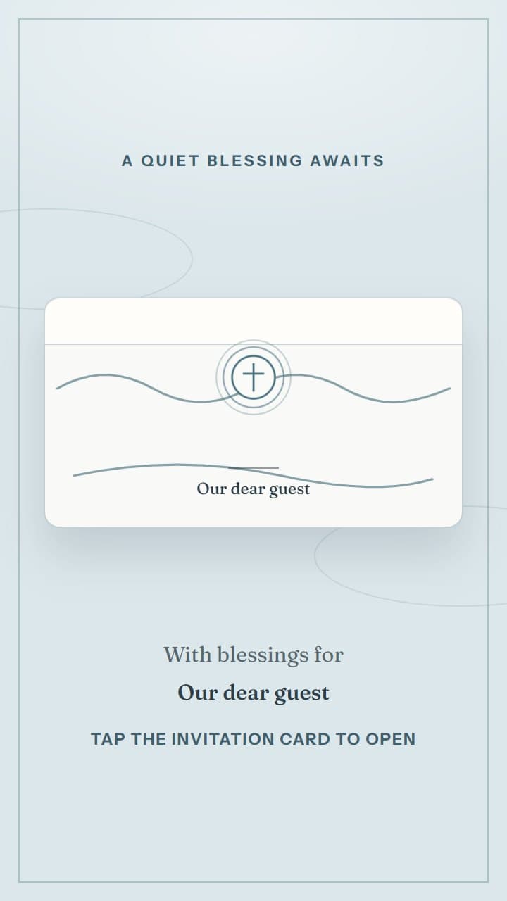 Still Waters, a christening invitation design in Invitica's baptismal minimalism style